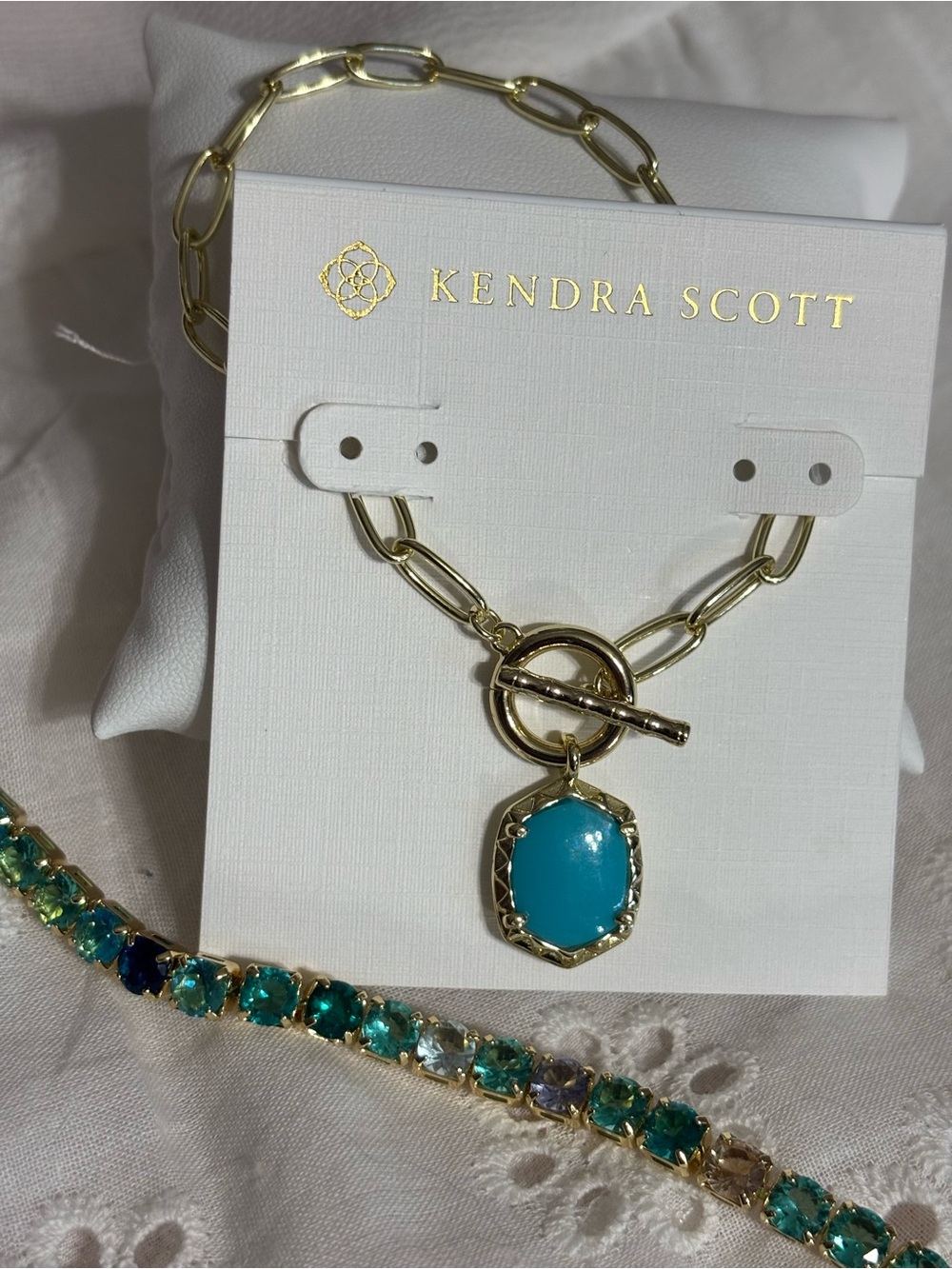 Kendra Scott Gold Chain Bracelet with Turquoise Pendant